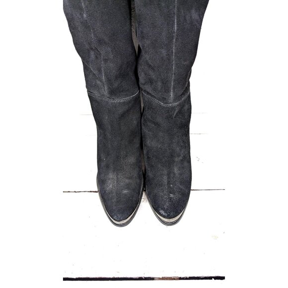 90s vintage black suede leather slouchy western metal tip boots - Picture 2 of 8